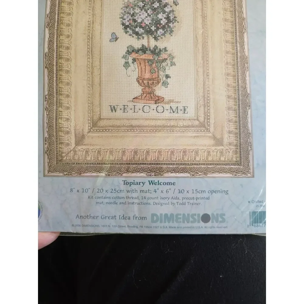 Dimensions Matted Accents Counted Cross Stitch Kit 6851 Topiary Welcome Sealed